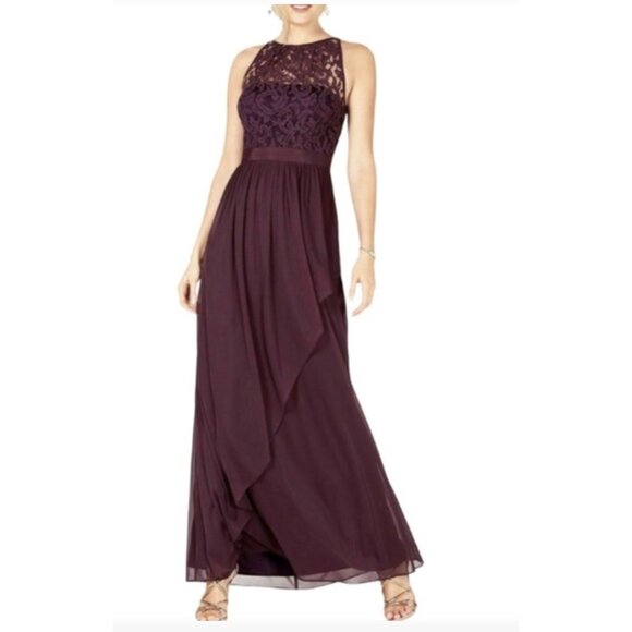 New with tags Adrianna Papell Lace Gown Purple Size 6 - Picture 1 of 10